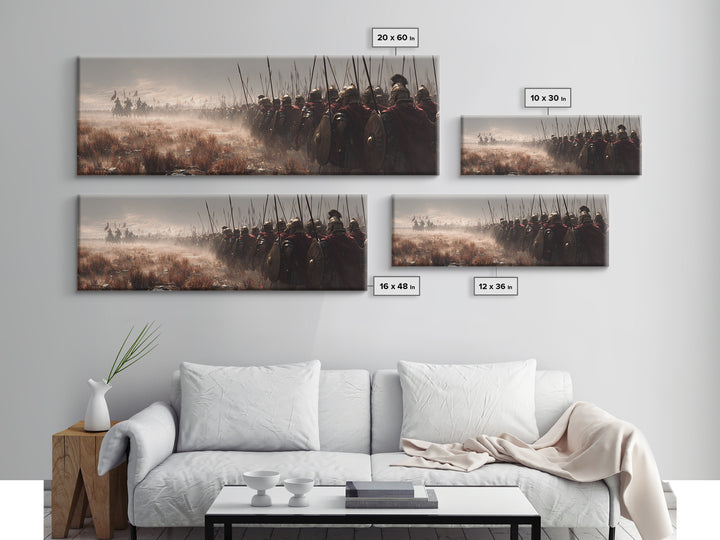 Ancient Spear Army In Mist Wall Art, Roman Legion Battle Scene, Historical Decor, Masculine Office, Large Canvas Print, Gift For Him