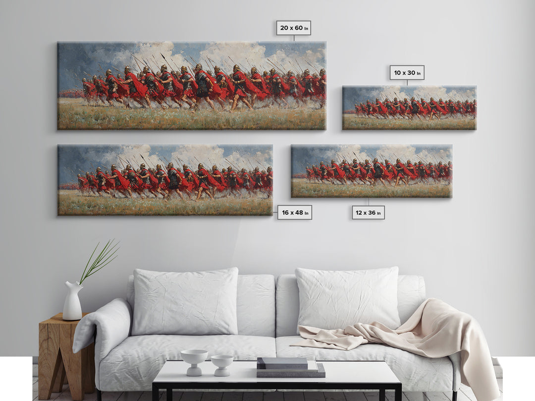 Roman Legion Charge In Red Cloaks Wall Art, Epic Battle Canvas, Historical War Painting, Masculine Office Decor, Gift For Him