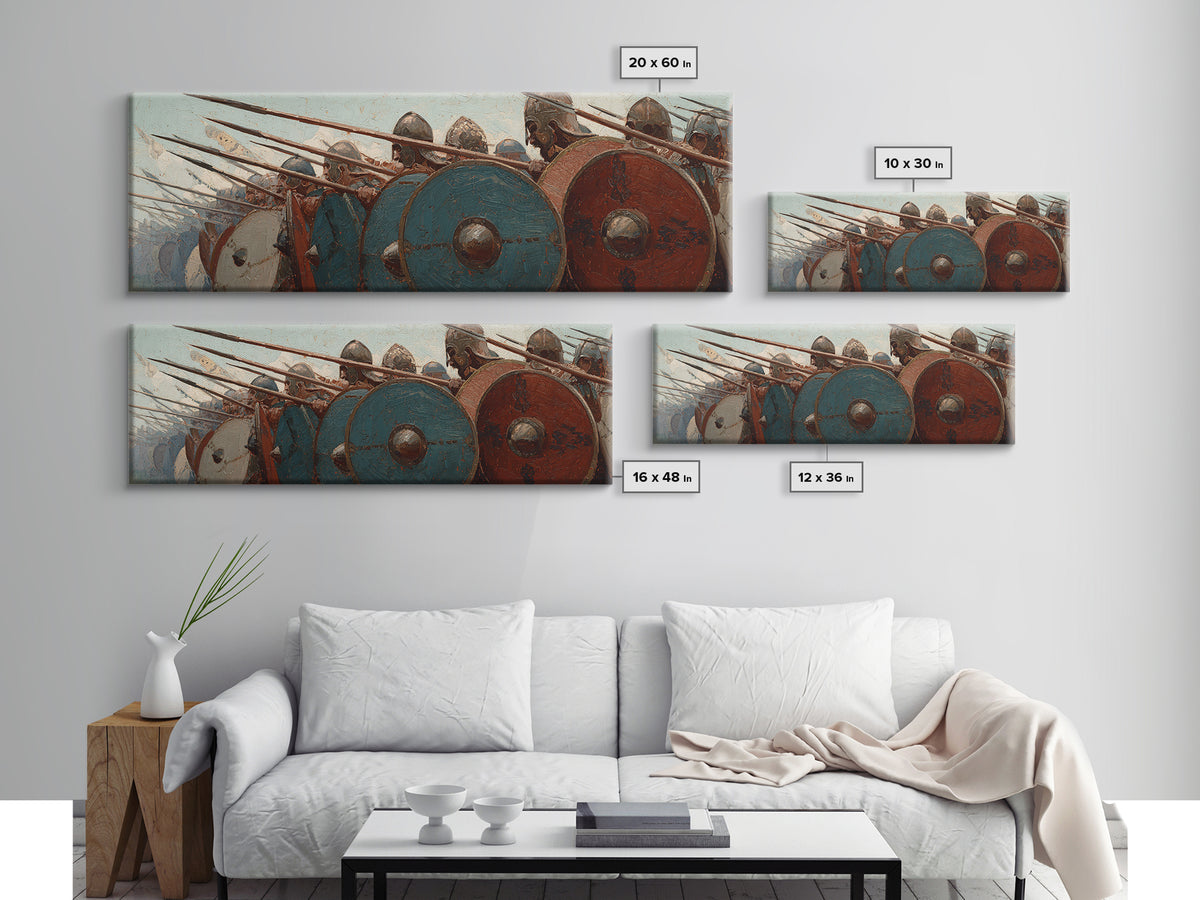Ancient Phalanx Shields And Spears Wall Art, Greek Warrior Battle Scene, Historical Fine Art Print, Masculine Office Decor