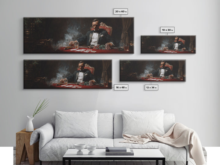 Moody Tuxedo Poker Player Framed Canvas Print, Casino Wall Art, Speakeasy Decor, Man Cave, Dark Academia Gift For Him Wall Decor