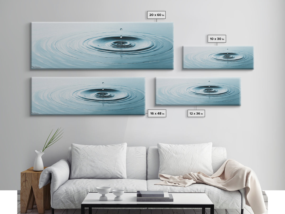 Zen Water Ripple Wall Art, Minimalist Blue Droplet Canvas Print, Calming Spa Decor, Meditation Room Art, Bathroom Wall Decor