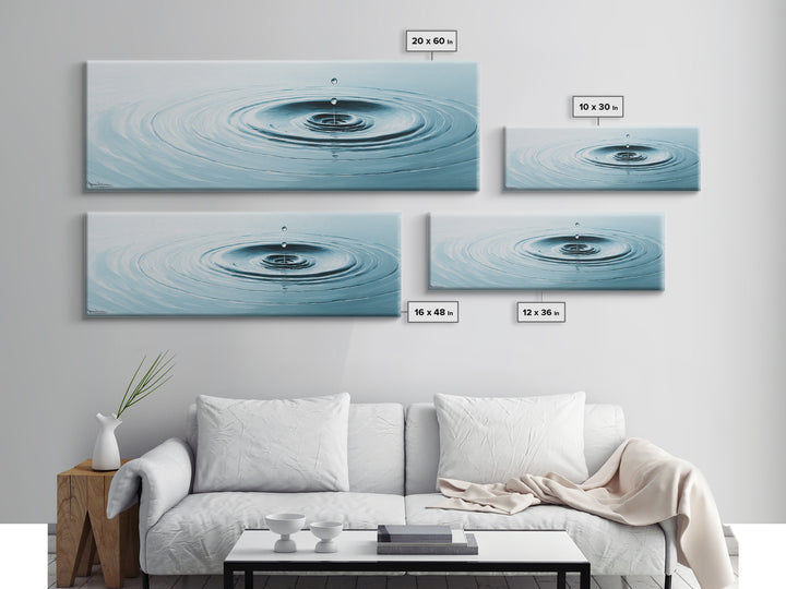 Zen Water Ripple Wall Art, Minimalist Blue Droplet Canvas Print, Calming Spa Decor, Meditation Room Art, Bathroom Wall Decor