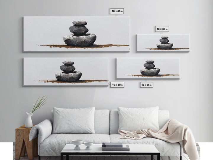 Minimal Zen Stacked Stones Canvas Print, Wabi Sabi Wall Art, Neutral Spa Decor, Meditation Room Poster, Calming Home Decor