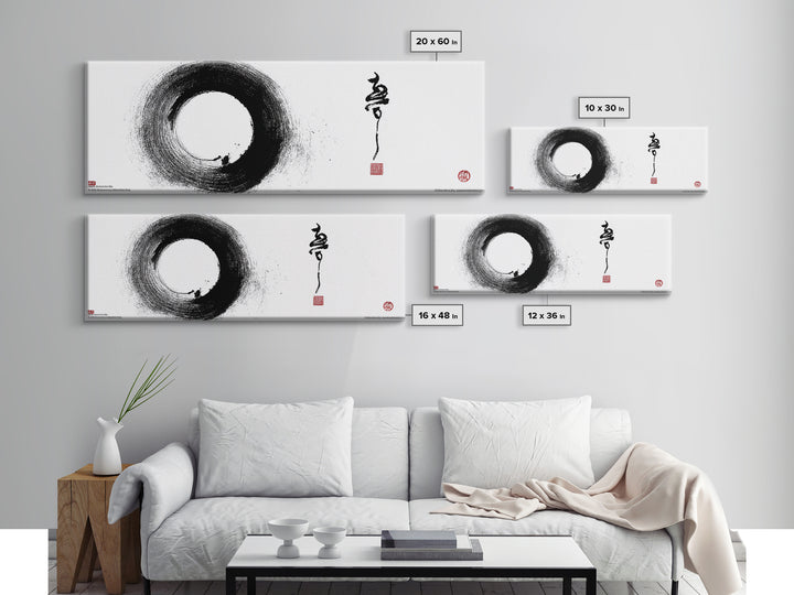 Zen Enso Circle Ink Brush Wall Art, Minimalist Japanese Calligraphy, Black And White Art, Japandi Meditation Home Decor