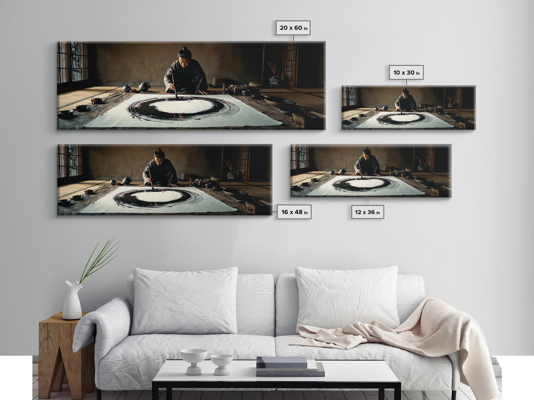 Traditional Calligrapher Painting Enso Canvas Print, Japanese Wall Art, Zen Meditation Decor, Asian Inspired Office Art Print