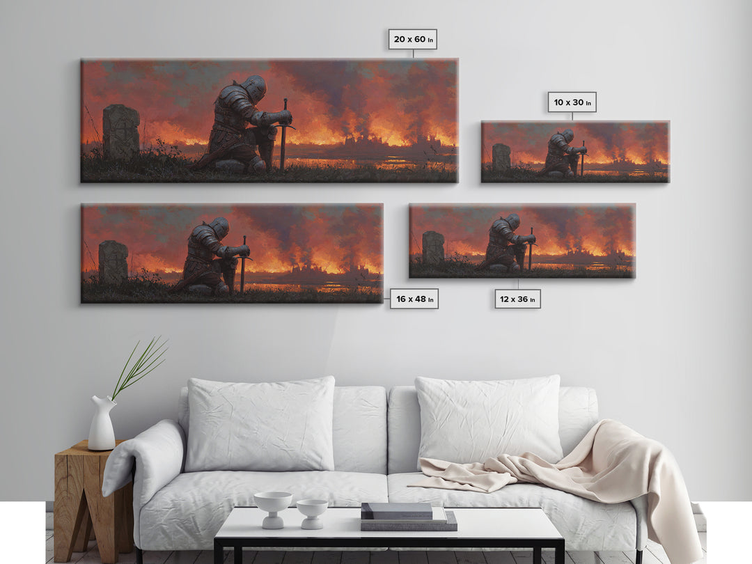 Desert Caravan Knights Riding Horses In Sandstorm Oil Painting Wall Art Large Framed Canvas Print
