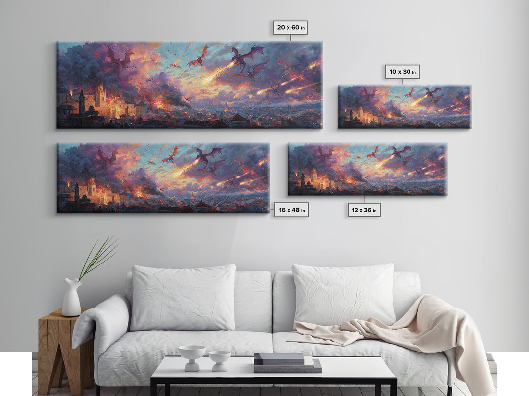 Peaceful Mountain Lake Scene With A Canoe And Sunrise Morning Landscape Painting Wall Art Framed Canvas Print