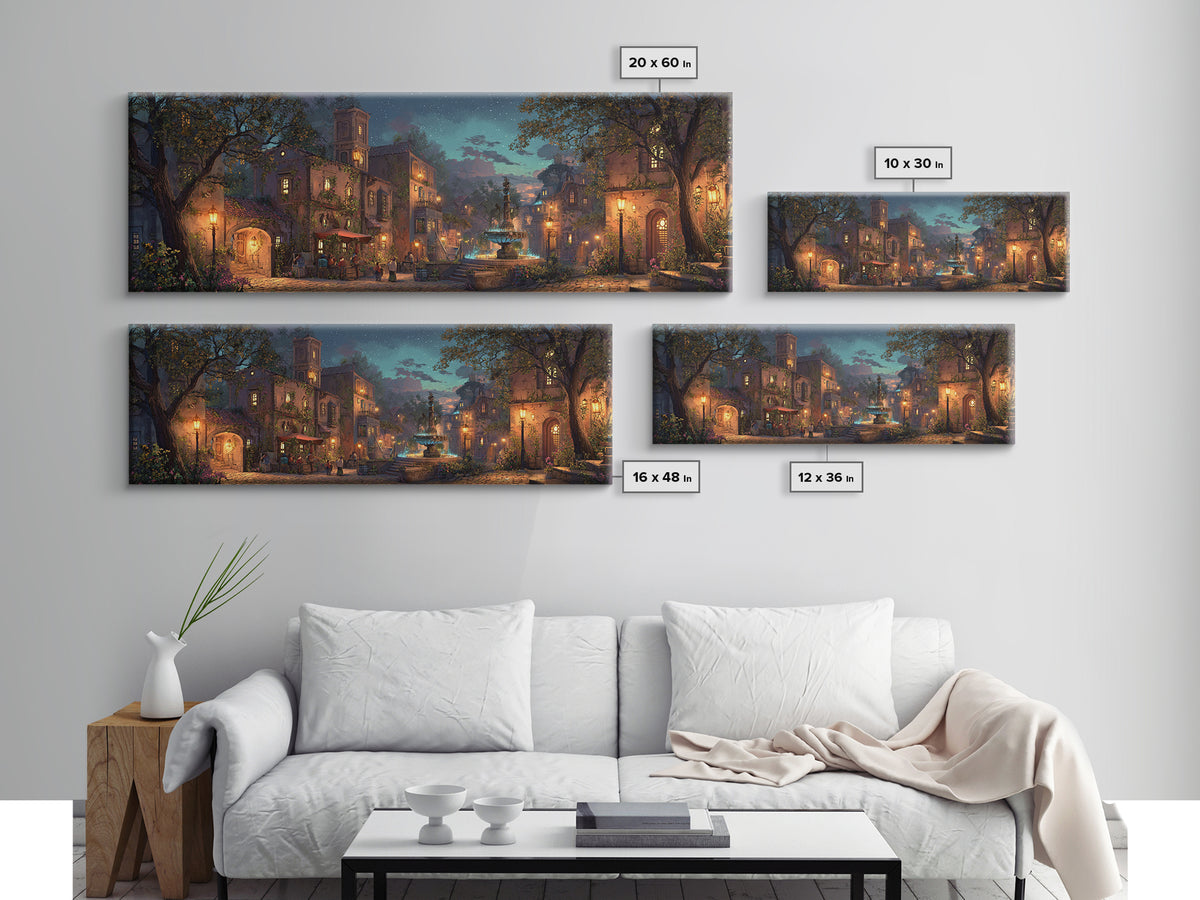 Mystical Wizard Summoning Portal Among Ancient Ruins Wall Art Framed Canvas Print For Fantasy Decor