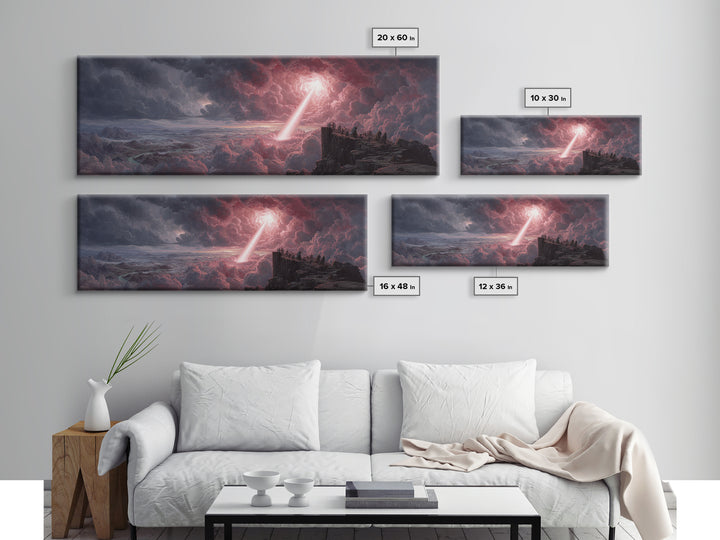Methane Lightning Bolt Cloudscape Dramatic Fantasy Wall Art Framed Canvas Print For Moody Room Decor