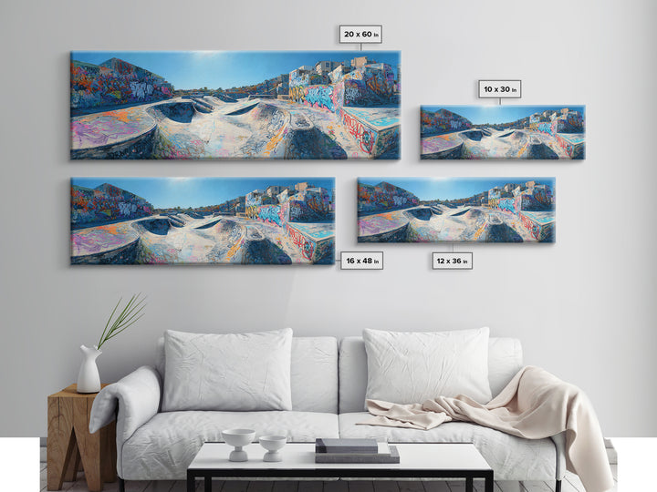 Colorful Graffiti Skatepark Urban Street Art Vibrant Wall Decor Framed Canvas Print Modern Wall Art