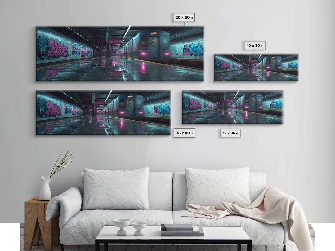 Vibrant Street Art Wolf Mural In Graffiti Tunnel Wall Art Canvas Print Urban Wall Decor For Living Room