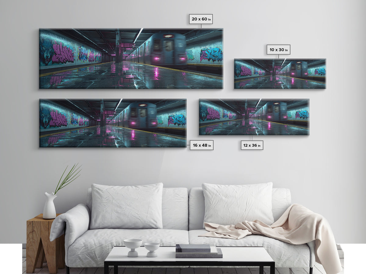 Vibrant Street Art Wolf Mural In Graffiti Tunnel Wall Art Canvas Print Urban Wall Decor For Living Room