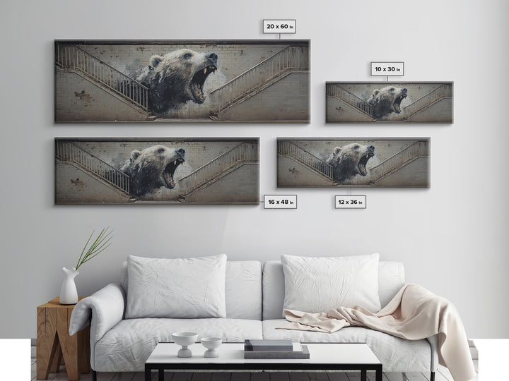 Captivating Roaring Bear Graffiti Mural Wall Art Print Canvas Print For Urban Living Room Decor And Statement Wall Art