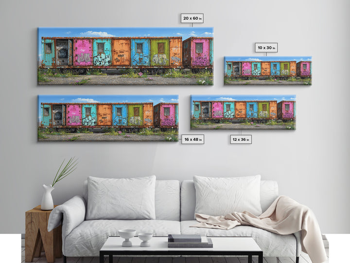 Colorful Rusted Graffiti Freight Train Car Urban Street Art Wall Art Canvas Print