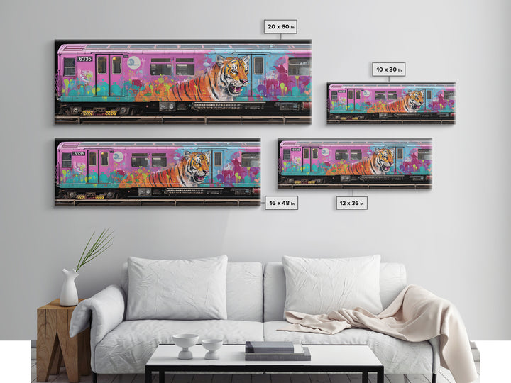 Chicago Train Tiger Street Art Wall Art Canvas Print Urban Graffiti With Bold Animal Design For Office And Home Decor