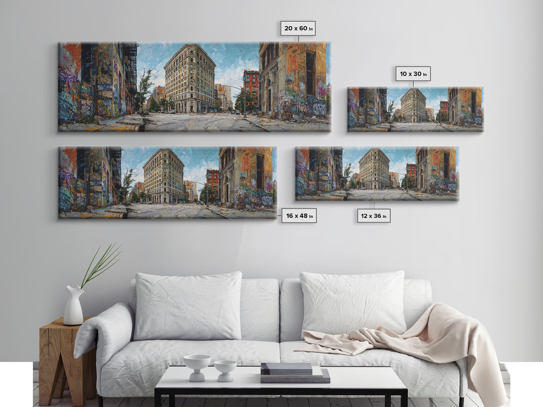 New York City Flatiron Building Urban Street Scene Wall Art Canvas Print For Modern Home Decor