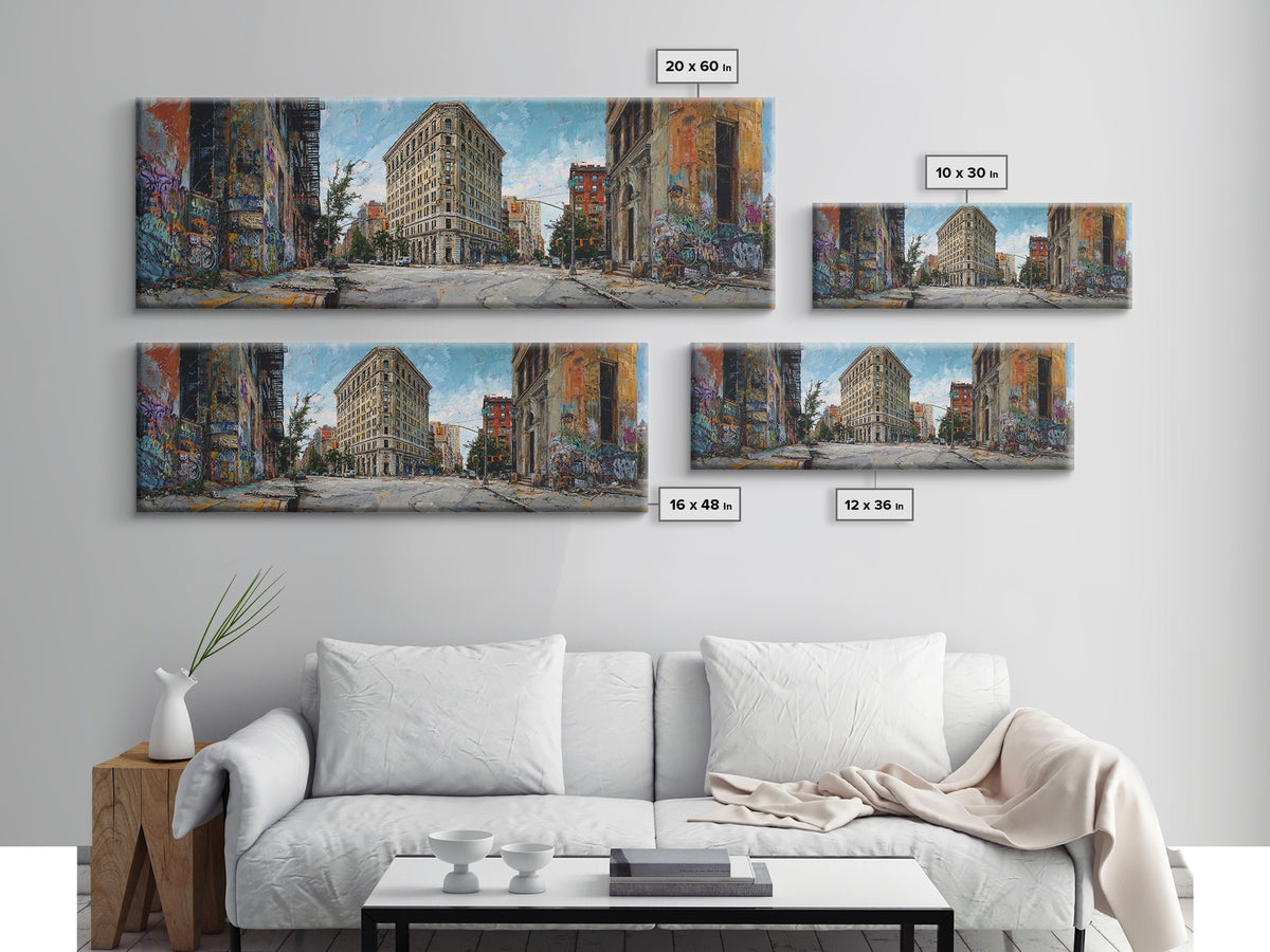 New York City Flatiron Building Urban Street Scene Wall Art Canvas Print For Modern Home Decor