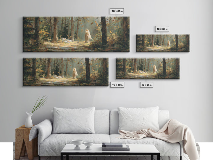 Mystical Angel In Forest Fantasy Art Scene Canvas Print Ideal For Bedroom Wall Art And Enchanting Home Decor Gift