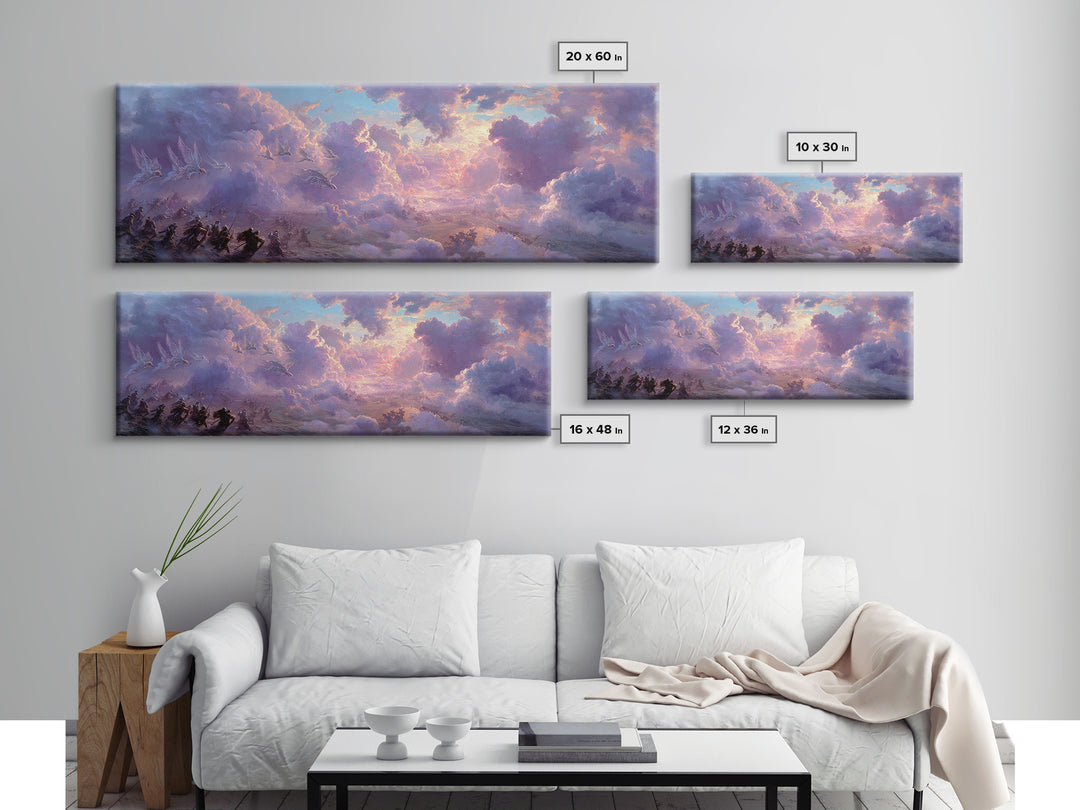 Dramatic Desert Landscape Storm Lightning Sky Digital Art Wall Art Framed Canvas Print Western Home Decor