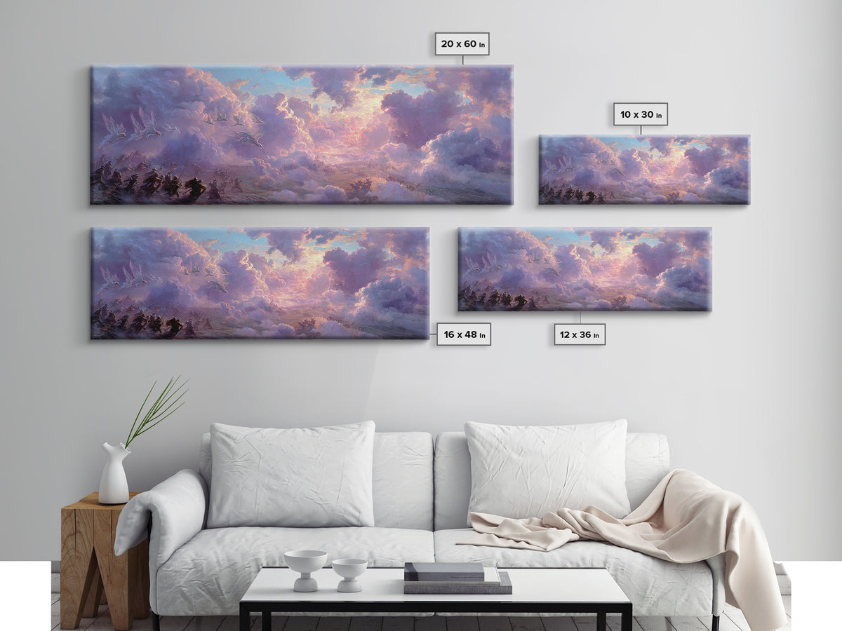 Dramatic Desert Landscape Storm Lightning Sky Digital Art Wall Art Framed Canvas Print Western Home Decor
