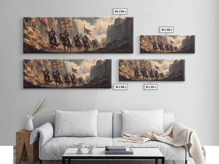Medieval Knights On Horseback Dramatic Historical Landscape Oil Painting Wall Art Framed Canvas Print