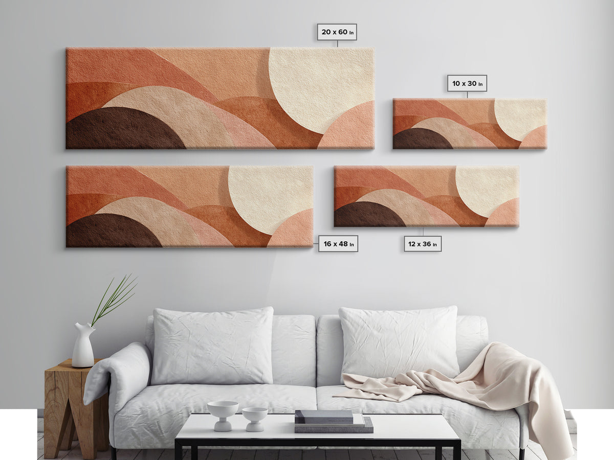 Warm Abstract Arches And Circles Canvas Print, Terracotta Neutral Wall Art, Organic Modern Decor, Earth Tone Bedroom Print