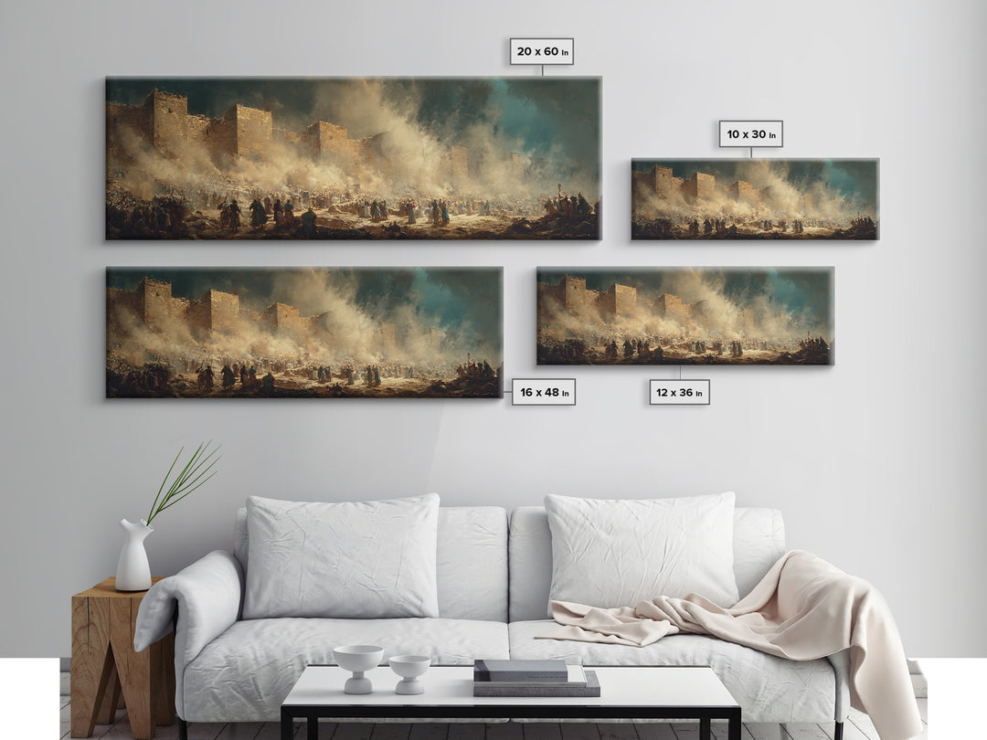 Historic Ancient City Scene With Crowds And Camels Under Dramatic Sky Oil Painting Canvas Print For Classic Wall Art