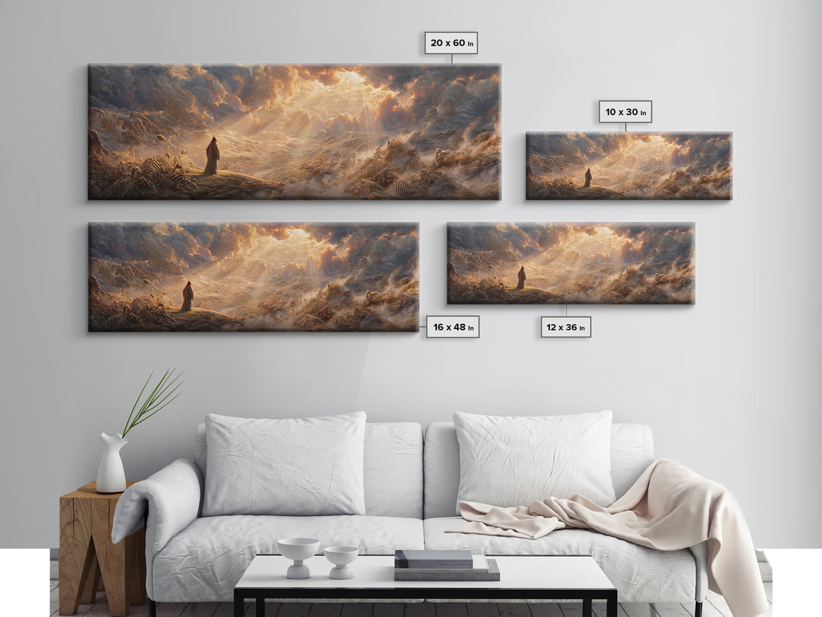 Heavenly Angel With Trumpet In Cloudscape Religious Wall Art For Spiritual Home Decor And Inspirational Living Room Framed Canvas Print