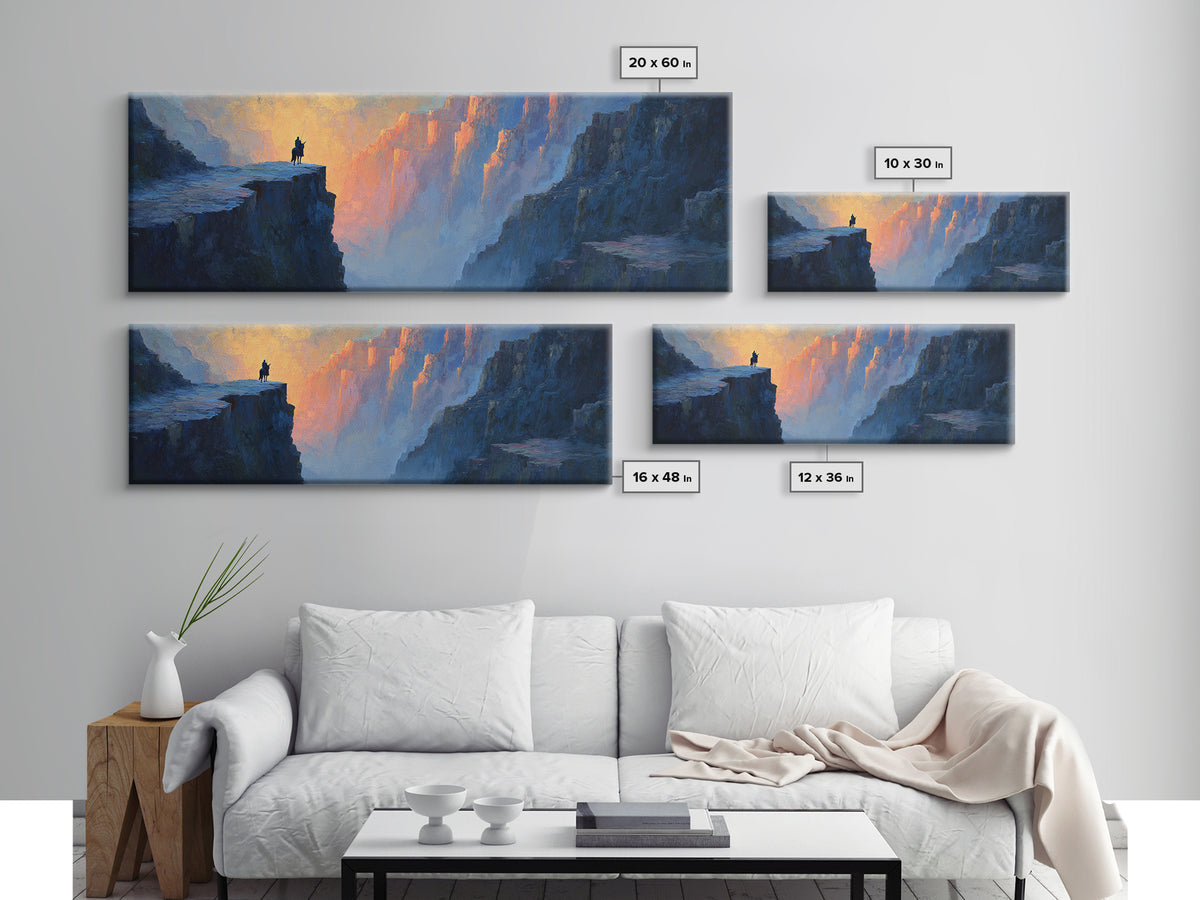 Vibrant Dusk Mountain Landscape Painting Wall Art Framed Canvas Print Warm Scenic Nature Decor For Living Room