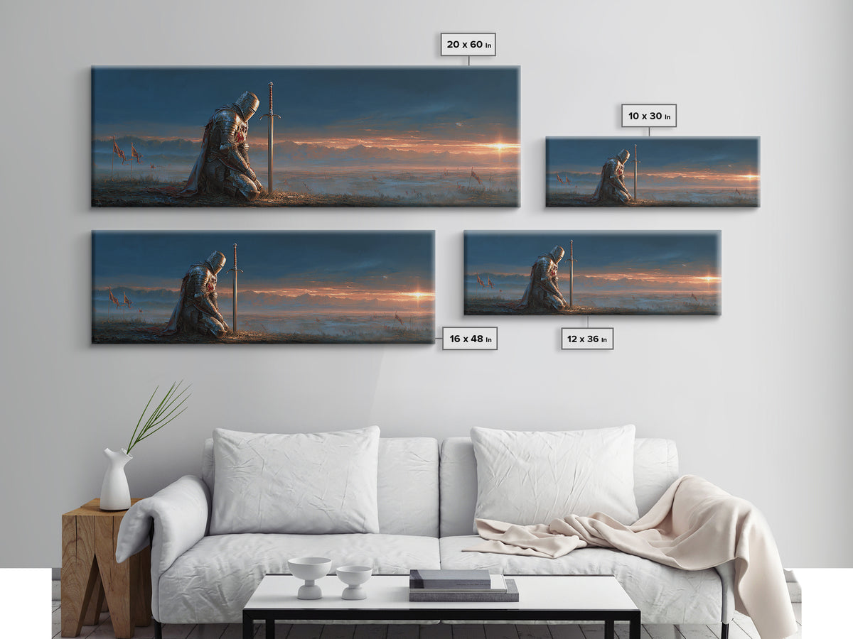 Knights In Shining Armor Fantasy Epic Warrior Landscape Wall Art Framed Canvas Print