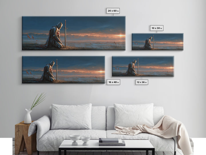 Knights In Shining Armor Fantasy Epic Warrior Landscape Wall Art Framed Canvas Print