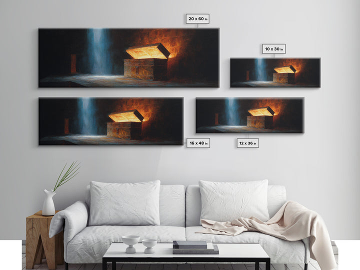 Mysterious Ancient Treasure Chest In Dimly Lit Room Oil Painting Canvas Print Unique Wall Art For Medieval Fantasy Decor
