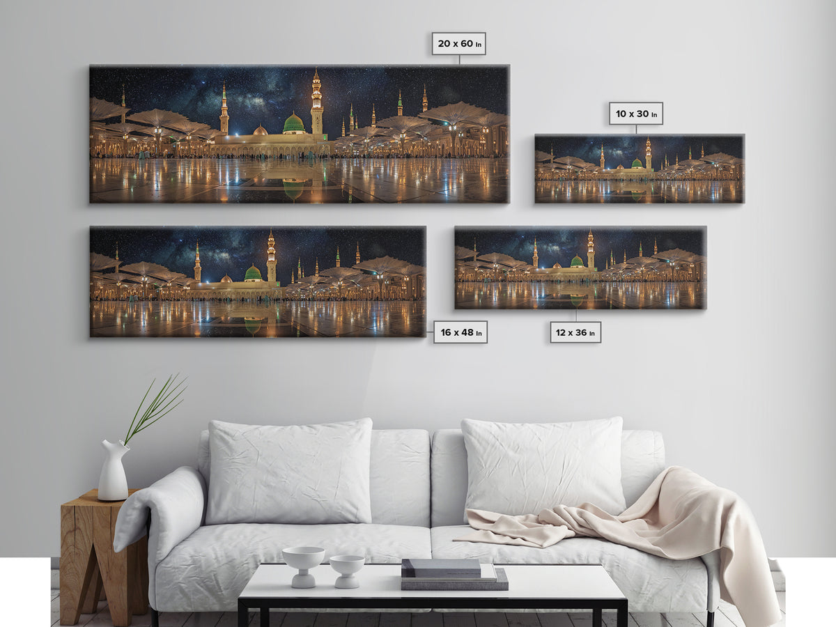 Night Sky Over Spiritual Islamic Mosque With Starry Stars Wall Art Canvas Print Mystical Middle Eastern Decor