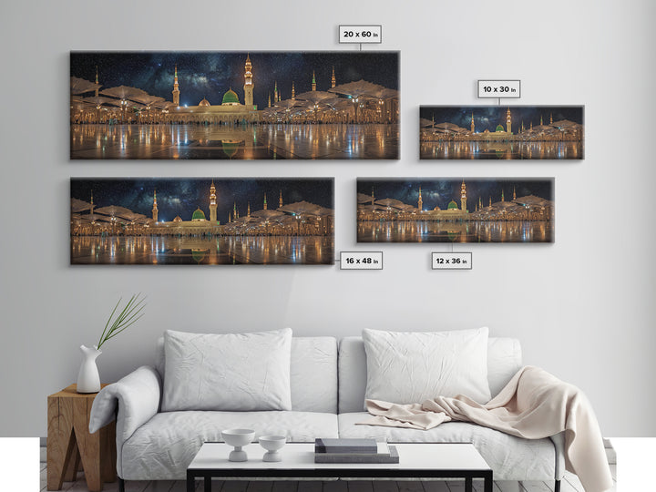 Night Sky Over Spiritual Islamic Mosque With Starry Stars Wall Art Canvas Print Mystical Middle Eastern Decor