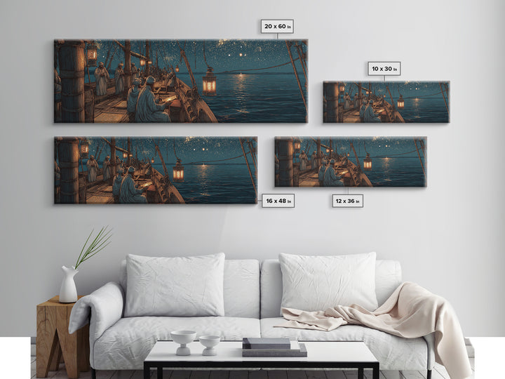 Peaceful Twilight Landscape With Pier And Fireflies Romantic Wall Art Framed Canvas Print Calm Evening Decor