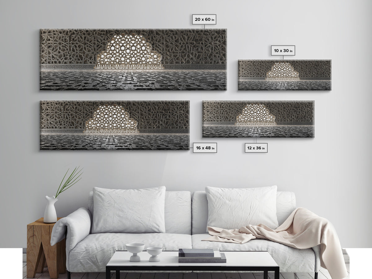 Intricate Islamic Architecture Night Festival Amazing Illuminated Landscape Framed Canvas Print For Spiritual Home Decor And Unique Wall Art