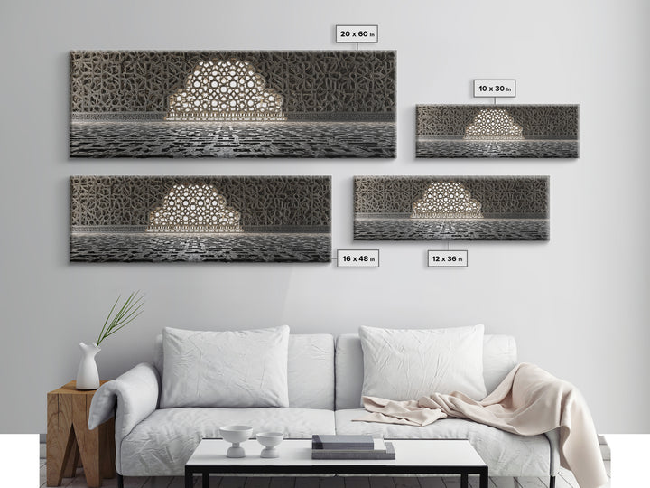 Intricate Islamic Architecture Night Festival Amazing Illuminated Landscape Framed Canvas Print For Spiritual Home Decor And Unique Wall Art