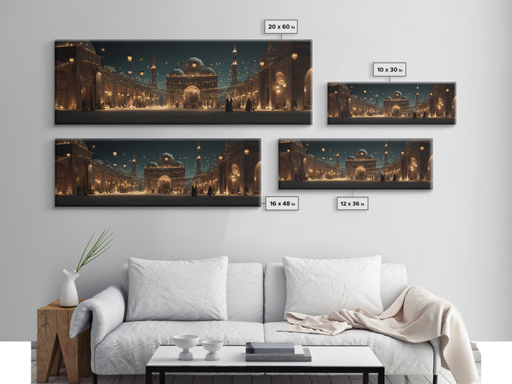 Magical Middle Eastern Courtyard With Lantern String Lights At Night Wall Art For Home Decor And Living Room Canvas Print