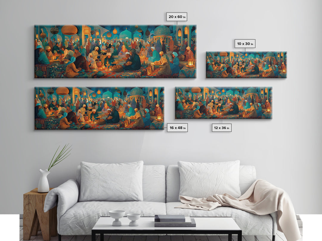 Colorful Middle Eastern Market Scene Painting Wall Art Captivating Cultural Artwork Framed Canvas Print