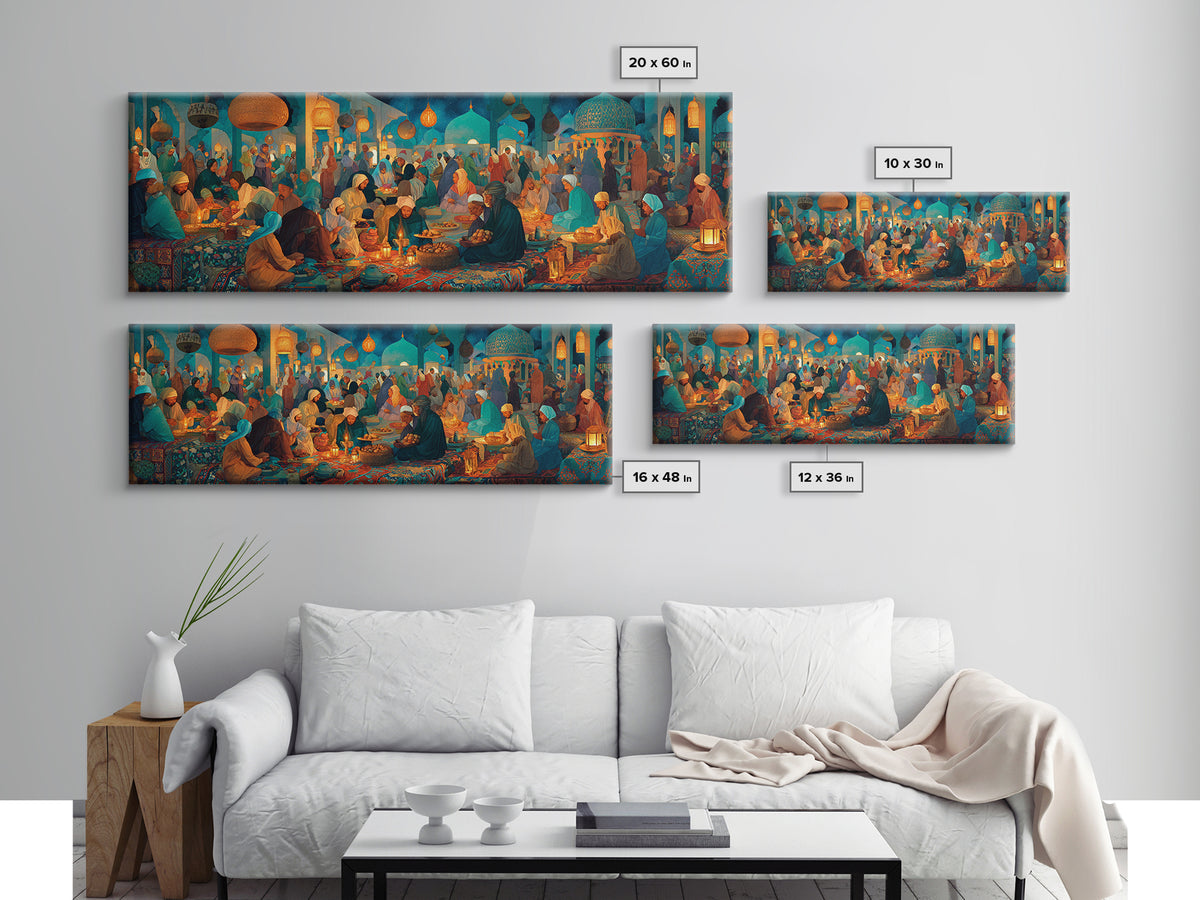 Colorful Middle Eastern Market Scene Painting Wall Art Captivating Cultural Artwork Framed Canvas Print