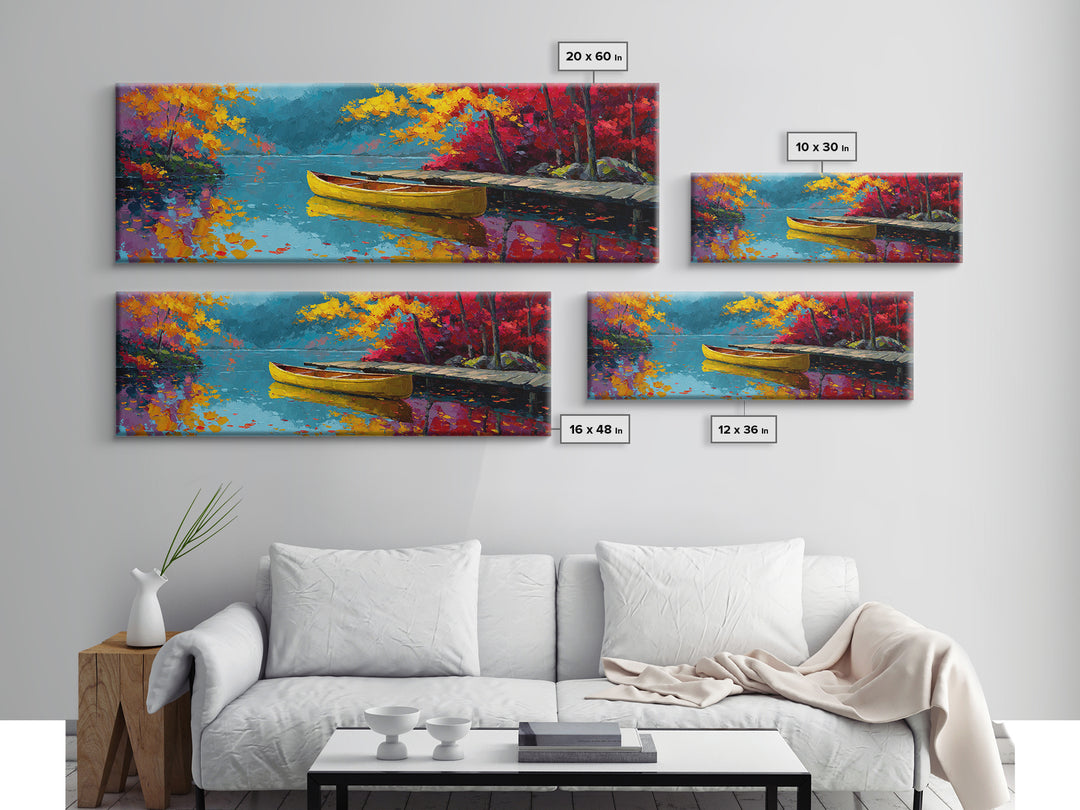 Serene Misty Forest Lake With Canoe Landscape Wall Art Framed Canvas Print For Nature Lover Home Decor