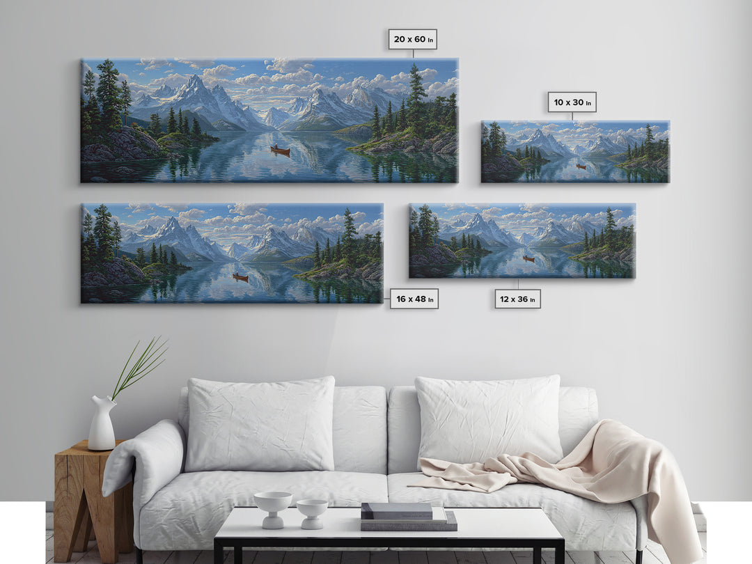 Peaceful Evening Paddleboarder Landscape Watercolor Painting Wall Art Tranquil Outdoor Scene Canvas Print