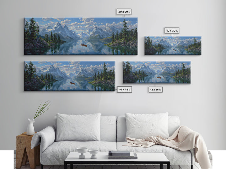 Peaceful Evening Paddleboarder Landscape Watercolor Painting Wall Art Tranquil Outdoor Scene Canvas Print