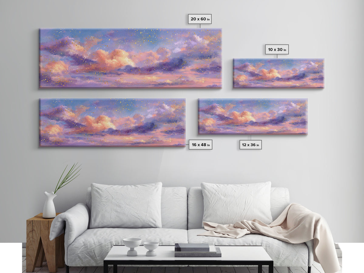 Pastel Pink Cloud Canvas Print, Dreamy Sunset Sky Painting, Celestial Wall Decor, Soft Aesthetic Bedroom Art, Modern Home Decor Gift