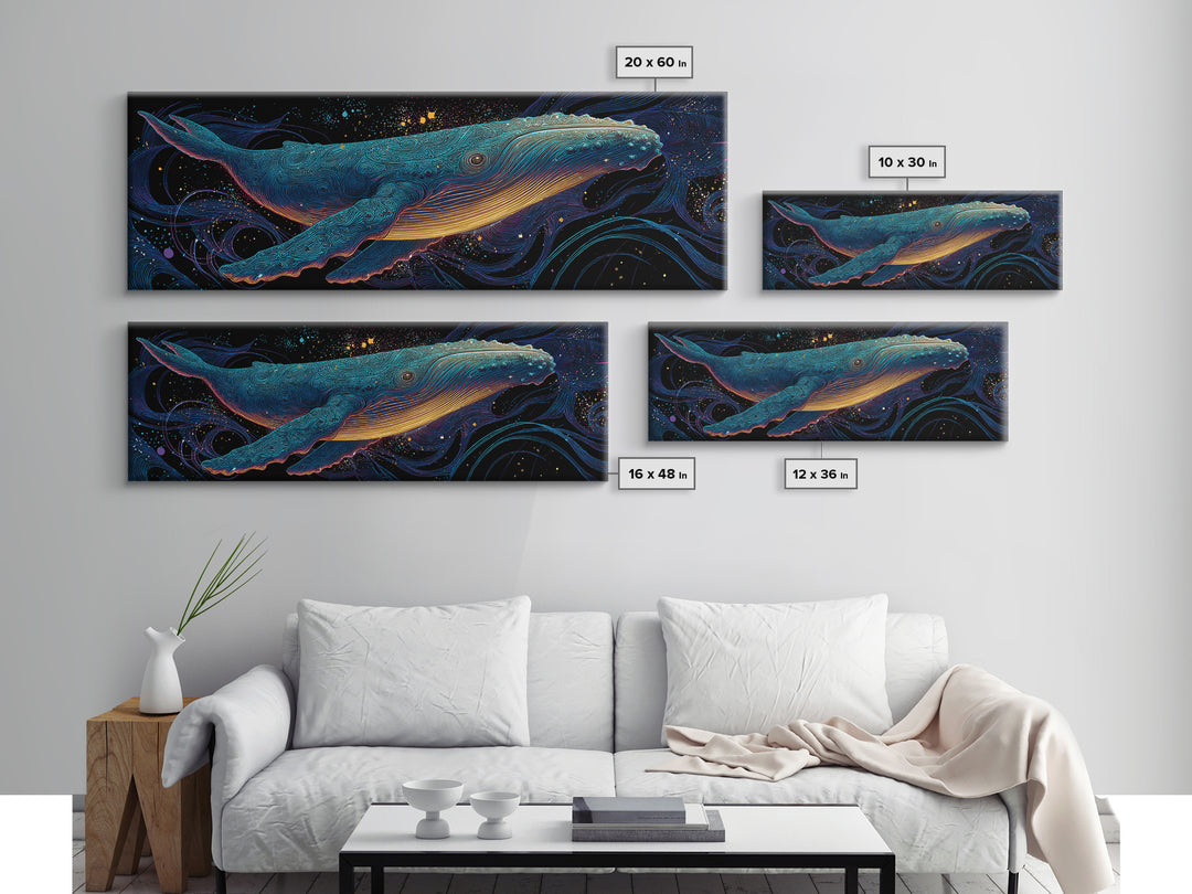 Cosmic Blue Whale Wall Art, Marine Life Canvas Print, Ocean Animal Art, Nautical Coastal Decor, Kids Room Decor, Gift For Whale Lover