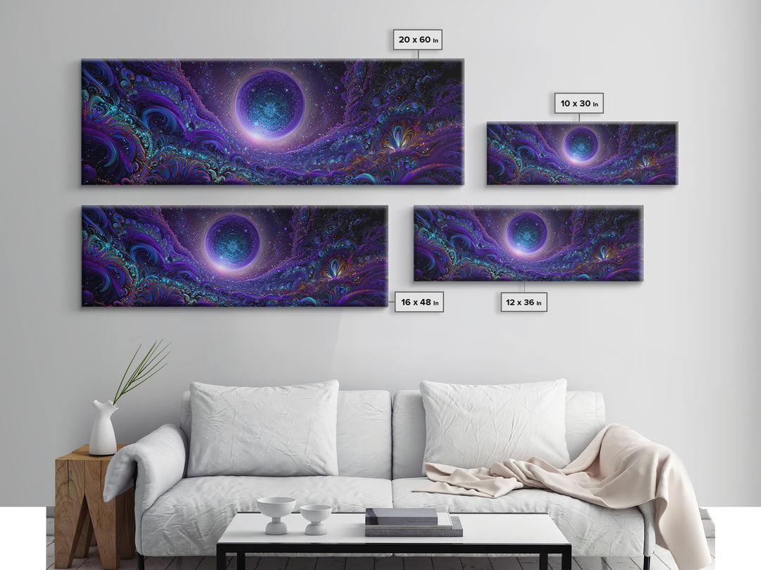Cosmic Fractal Eclipse Canvas Print, Psychedelic Wall Art, Celestial Abstract Space Decor, Mystical Galaxy Statement Artwork