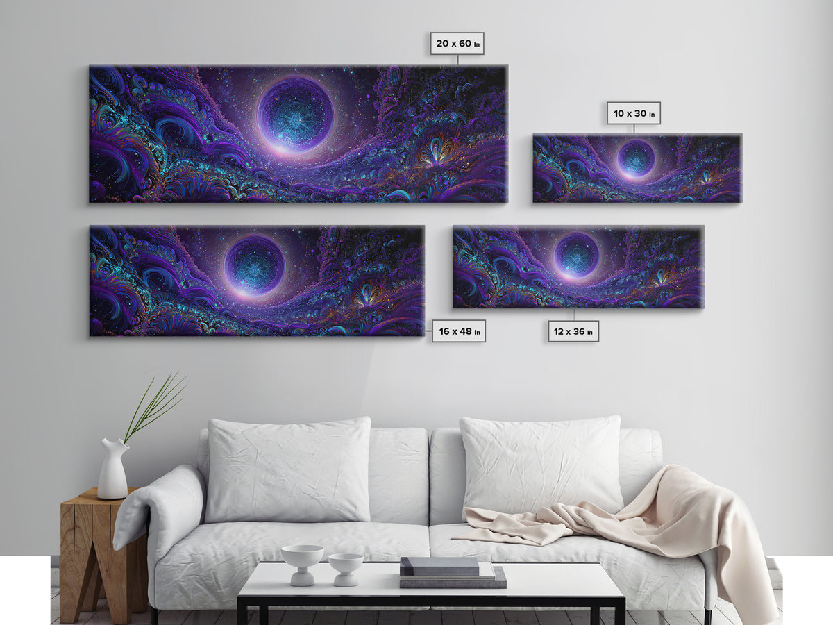 Cosmic Fractal Eclipse Canvas Print, Psychedelic Wall Art, Celestial Abstract Space Decor, Mystical Galaxy Statement Artwork