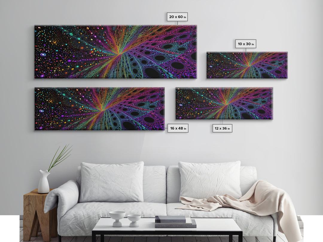 Rainbow Fractal Starburst Abstract Wall Art, Psychedelic Space Canvas Print, Colorful Modern Decor, Cosmic Gallery Gift Idea