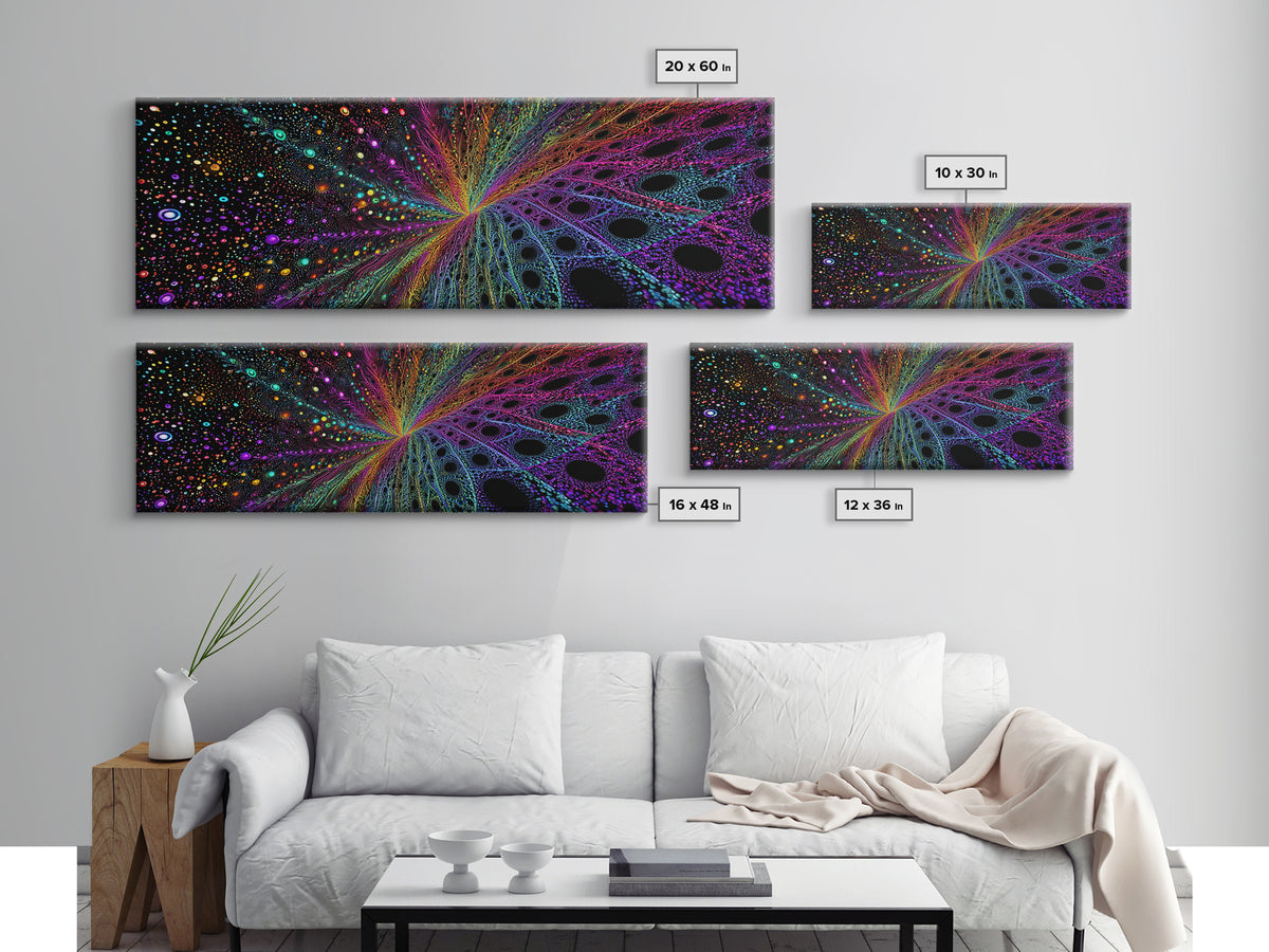 Rainbow Fractal Starburst Abstract Wall Art, Psychedelic Space Canvas Print, Colorful Modern Decor, Cosmic Gallery Gift Idea