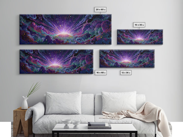 Radiant Cosmic Sunrise Wall Art, Colorful Abstract Space Poster, Galaxy Canvas Decor, Modern Living Room Wall Art Print